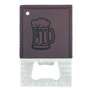 credit card, Leather/stainless bottle opener MAROON